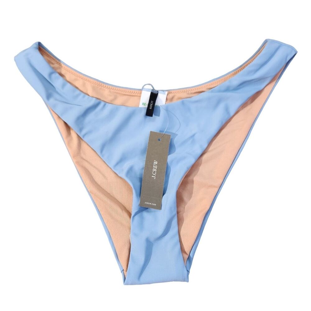 J Crew Blue Curved Waist Cheeky Bikini Bottom BC125 New With Tags Womens Size S